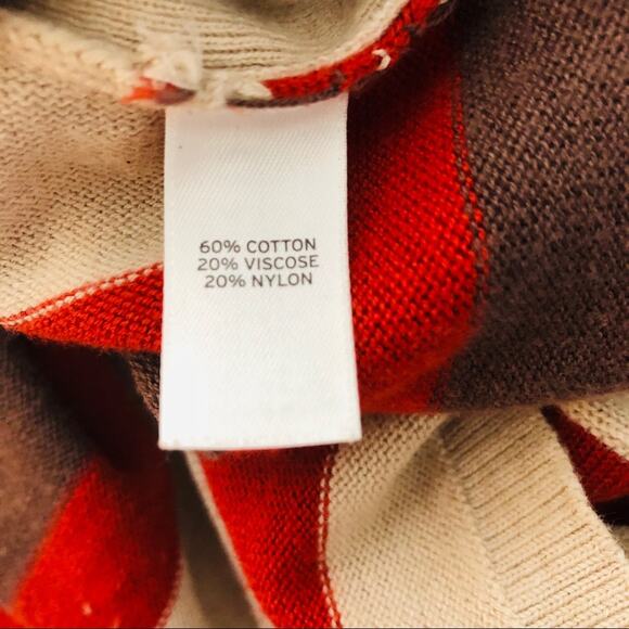 Hinge tan red stripe button oversized vest tunic boho lagenlook sweater XS - Picture 9 of 9